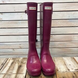 Hunter Original Tall Rain Boots Gloss Purple Magenta Waterproof Wellies Womens 7